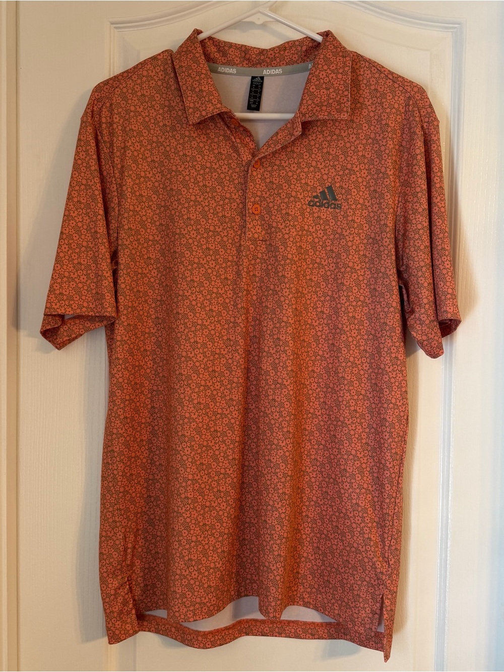 adidas Men’s Coral Orange Micro Floral Polo